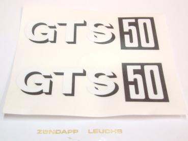 Zündapp Aufkleber 2x GTS 50 Weiß / Schwarz 1976 - 1978