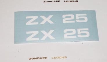 Zündapp Aufkleber 2 x " ZX 25 " Weiss Originalmaß Typ 460 Seitendeckel