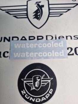 Zündapp Aufkleber Universal "watercooled" 10x85mm weiße Schrift