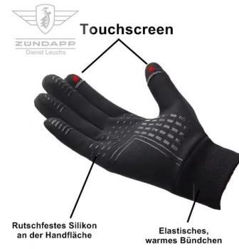 Preview: Zündapp Handschuhe - Grau - Rutschfeste Touchscreen-Handschuhe aus Baumwoll-Mix