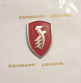 1 Zündapp Emblem Rot Guß 3 x 4,7 cm Wappen