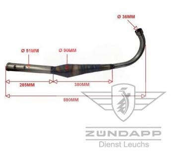 Preview: Zündapp Auspuff Tuning Bullet Evo-1 36mm Resonanzauspuff Blank
