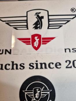 Zündapp Aufkleber Flügel " Zündapp Logo " Rot mit Weiß 84 x 35 mm