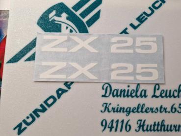 Zündapp Aufkleber 2 x " ZX 25 " Weiss Originalmaß Typ 460 Seitendeckel 460-10.102