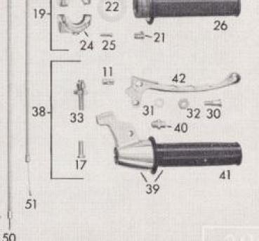 Zündapp Bowdenzug-Abstützung Spanner Gaszug Torpedogriffe 517-17.129