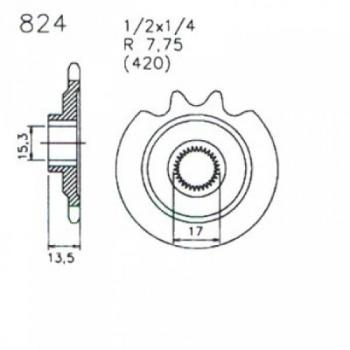 Zündapp Kettenritzel Ritzel 824 Nachbau 14 bis 16 Zähne KS 50 517 530