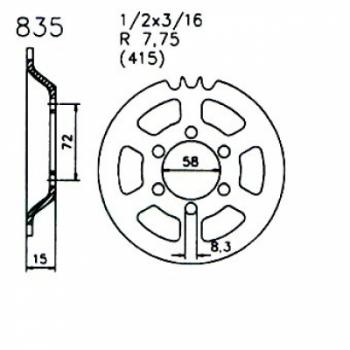 Zündapp Kettenblatt Kettenrad Original Esjot 835 36 bis 47 Zähne