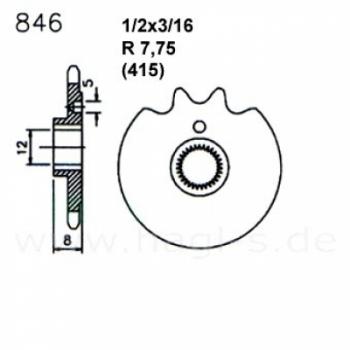 Zündapp Kettenritzel Ritzel 846 Original Esjot 11 bis 16 Zähne