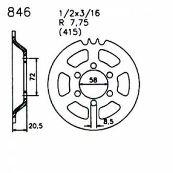 Zündapp Kettenblatt Kettenrad Original Esjot 846 41 bis 47 Zähne