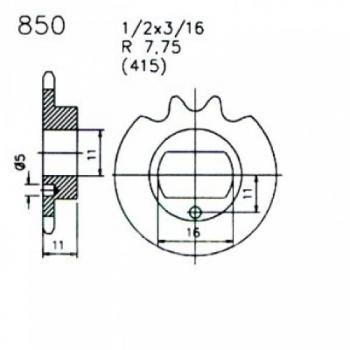 Zündapp Kettensatz CS 25 HAI 25 ( Kette, Kettenrad und Ritzel oval )