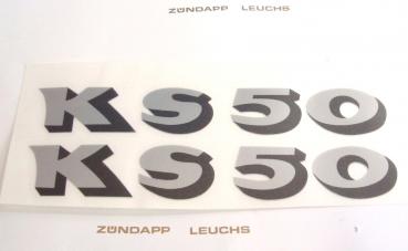 Zündapp Aufkleber 2x KS 50 Silber / Schwarz 1974-76 Typ 517