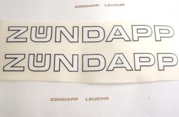 2 x Zündapp Schriftzug Aufkleber 2 x 20 cm weiß mit Schwarzen Rand