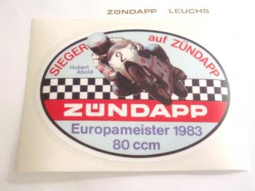 Zündapp Aufkleber Rekord Hubert Abold 1983 8 x 12cm