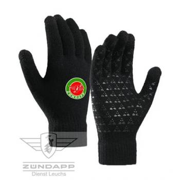 Schwarze Zündapp Handschuhe mit Touch-Funktion und Zündappemblem in weiß/rot/grün