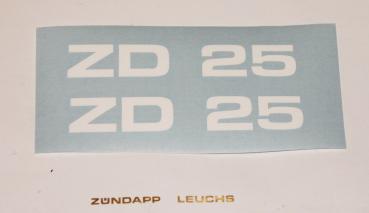 Zündapp Aufkleber 2 x " ZD 25 " Weiss Originalmaß Typ 446 Seitendeckel