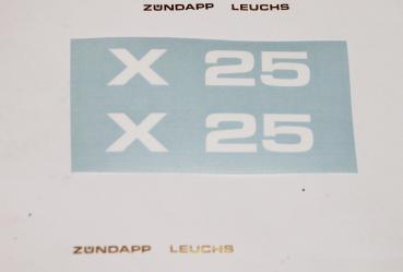 Zündapp Aufkleber 2 x " X 25 " Weiss Originalmaß Typ 460 Seitendeckel