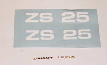Zündapp Aufkleber 2 x " ZS 25 " Weiss Originalmaß Typ 460 Seitendeckel