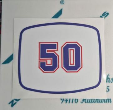 Zündapp Aufkleber " 50 " HAI 50 in Blau Rot / Weiß Typ 448 Lampenmaske 448-19.125
