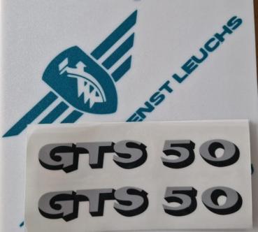 Zündapp Aufkleber 2x "GTS 50" Schrift Silber / Schwarz  Seitendeckel GTS 50 Typ 517 517-10.252