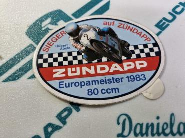Original Zündapp Aufkleber Hubert Abold Europameister 1983 50ccm