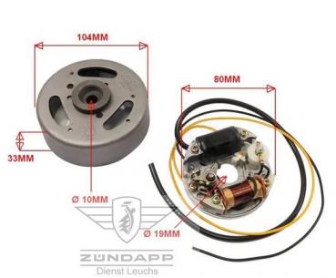Zündapp Zündanlage Ankerplatte 6V 17 W + Polrad klein Motortyp 250