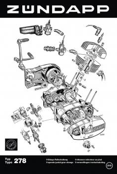 Zündapp Werbe Schild 40 x 60 cm " Zündapp Motor 278" Reklame Werkstatt