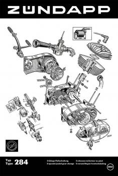 Zündapp Werbe Schild 40 x 60 cm " Zündapp Motor 284" Reklame Werkstatt