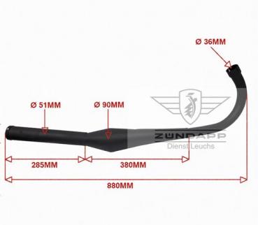 Preview: Zündapp Auspuff Tuning Bullet Evo-1 36mm Resonanzauspuff Blank Schwarz