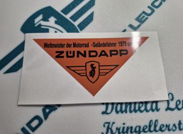 Zündapp Aufkleber Weltmeister der Motorrad - Geländefahrer 1975 und 79