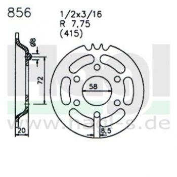 Zündapp Kettenblatt Kettenrad Original Esjot 856 44 und 47 Zähne 6 Loch