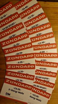 Zündapp Preischilder - Letztes Modell -