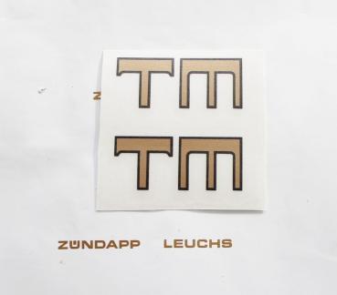 2 Stück Kreidler Florett K 54 TM "TM" Rahmen Aufkleber in Gold/Schwarz