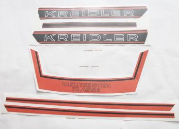 Kreidler Florett K54 RS RMC Aufkleber Satz 6 tl. Weltmeister Orange/ Schwarz