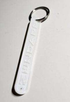 Zündapp Schlüsselanhänger weiß 3D oval 83x12mm