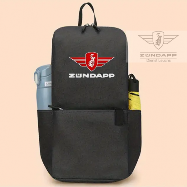 Zündapp Rucksack mit vielen Staufächern, Schwarz mit Emblem und Schrift
