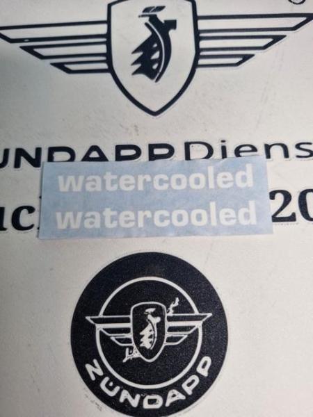 Zündapp Aufkleber Universal "watercooled" 10x85mm weiße Schrift