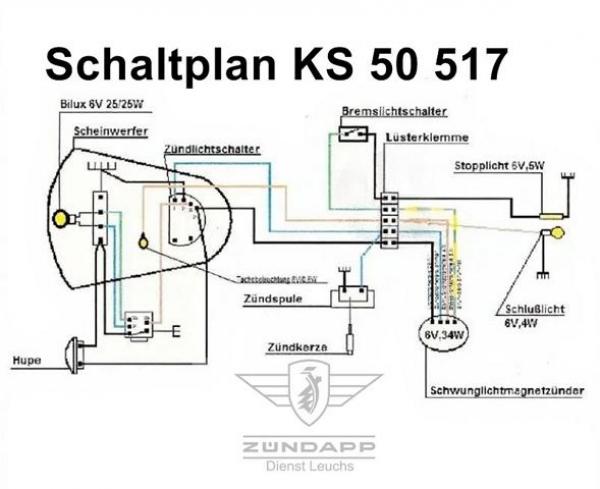 Zündapp Kabelbaum KS 50 Typ 517 ohne Drehzahlmesser & ohne Blinker