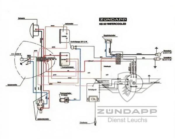 Zündapp Kabelbaum KS 50 WC Typ 517 ohne Blinker mit Drezahlmesser