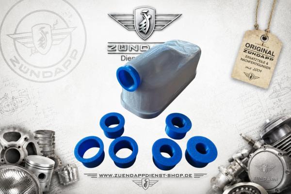 Zündapp Tuning Luftfilterdeckel – verstellbar – Typ 517 – 8-teiliges Set - GRAU