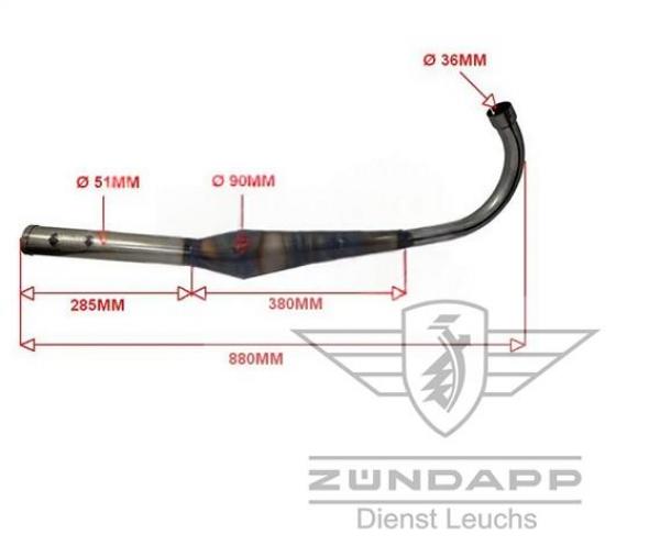Zündapp Auspuff Tuning Bullet Evo-1 36mm Resonanzauspuff Blank