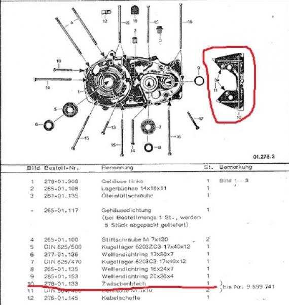 Zündapp Zwischenblech Motorblock Kettenschutz 278-01.133 ab 1977