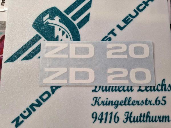 Zündapp Aufkleber 2 x " ZD 20 " Weiss Originalmaß Typ 446 Seitendeckel 446-10.131