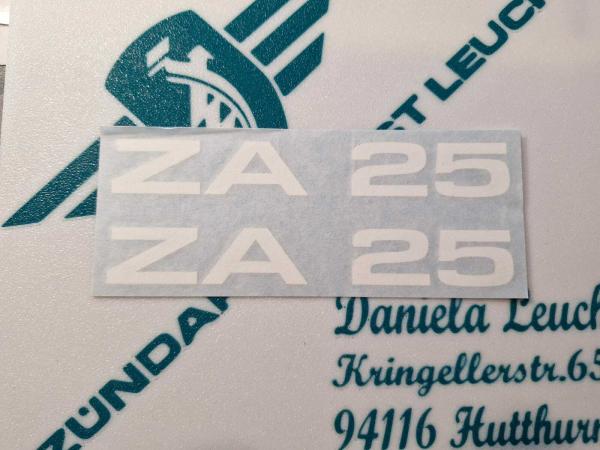 Zündapp Aufkleber 2 x " ZA 25 " Weiss Originalmaß Typ 460 Seitendeckel 460-10.101