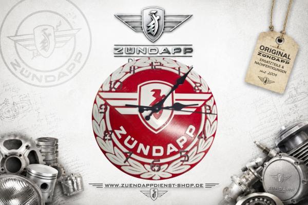Zündapp Wanduhr 250 mm – 3D-Druck aus PETG mit Quarz-Uhrwerk Rot mit Weiß
