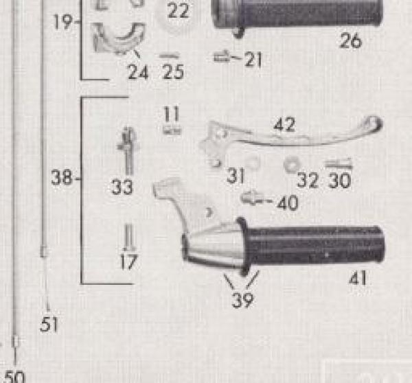Zündapp Bowdenzug-Abstützung Spanner Gaszug Torpedogriffe 517-17.129