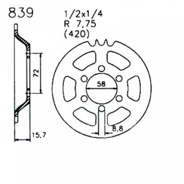 Zündapp Kettenblatt Kettenrad Nachbau 839 35 bis 43 Zähne KS 50 517 und 530