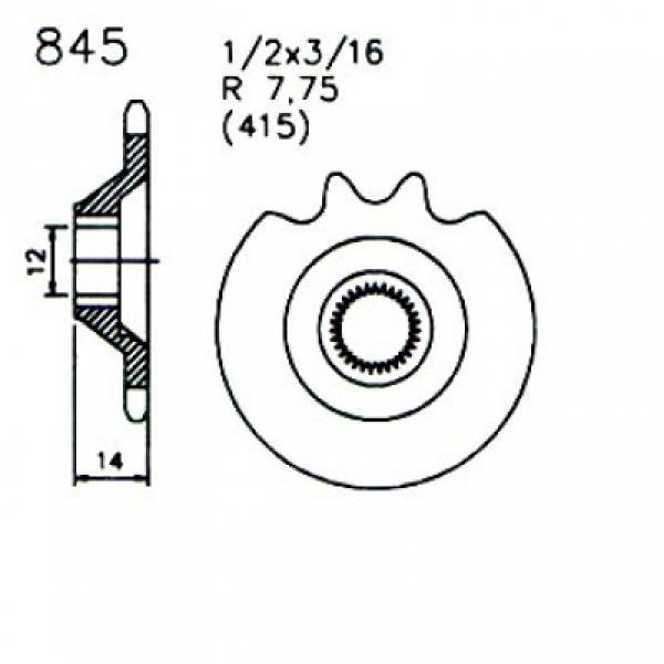 Zündapp Kettensatz CS 25 HAI 25 ( Kette, Kettenrad und Ritzel verzahnt )