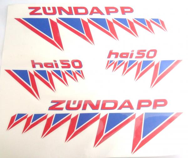 Zündapp Aufkleber Dekorsatz Typ 448 HAI 50 Rot / Blau