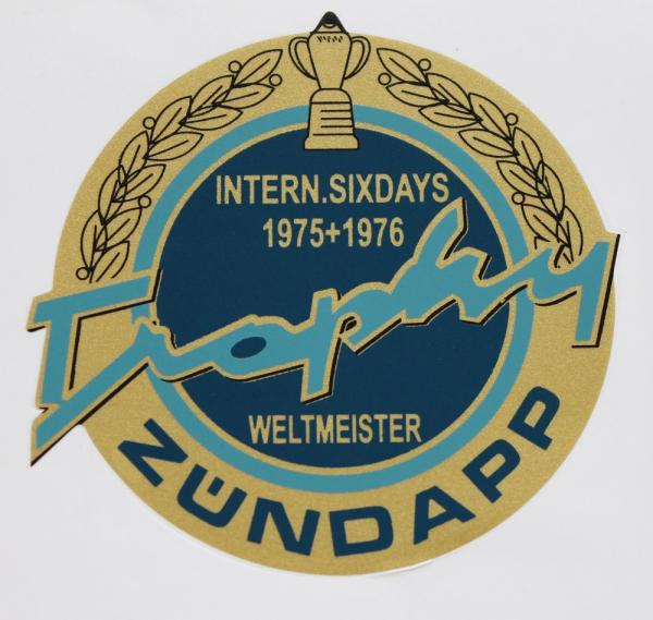 Zündapp Aufkleber Trophy Int. Six Days Blau / Gold 64mm 517-20.153 HQ Matt !