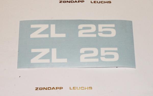 Zündapp Aufkleber 2 x " ZL 25 " Weiss Originalmaß Typ 460 Seitendeckel